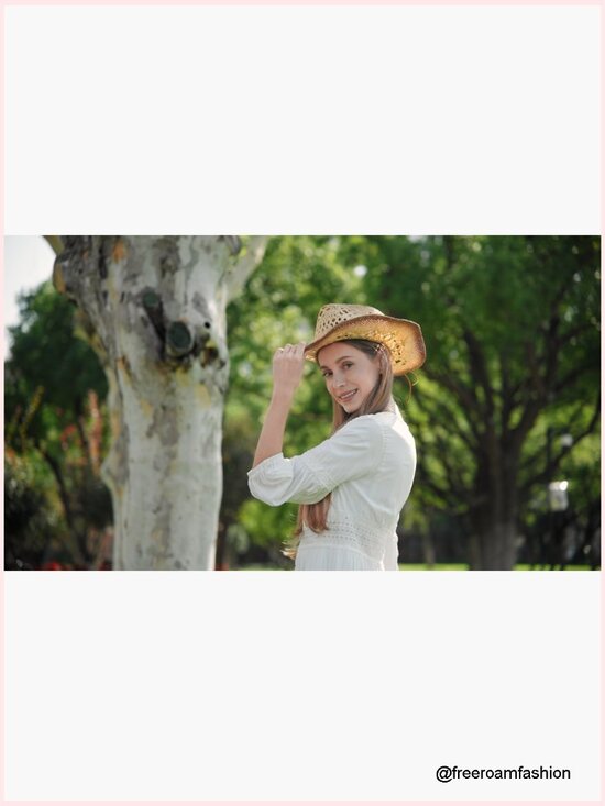 Interchangeable Straw Cowgirl Hat with 6 Decorative Bands Skicuff Interchangeable Cowgirl Hat Set Straw Cowboy Hat for  main image 4